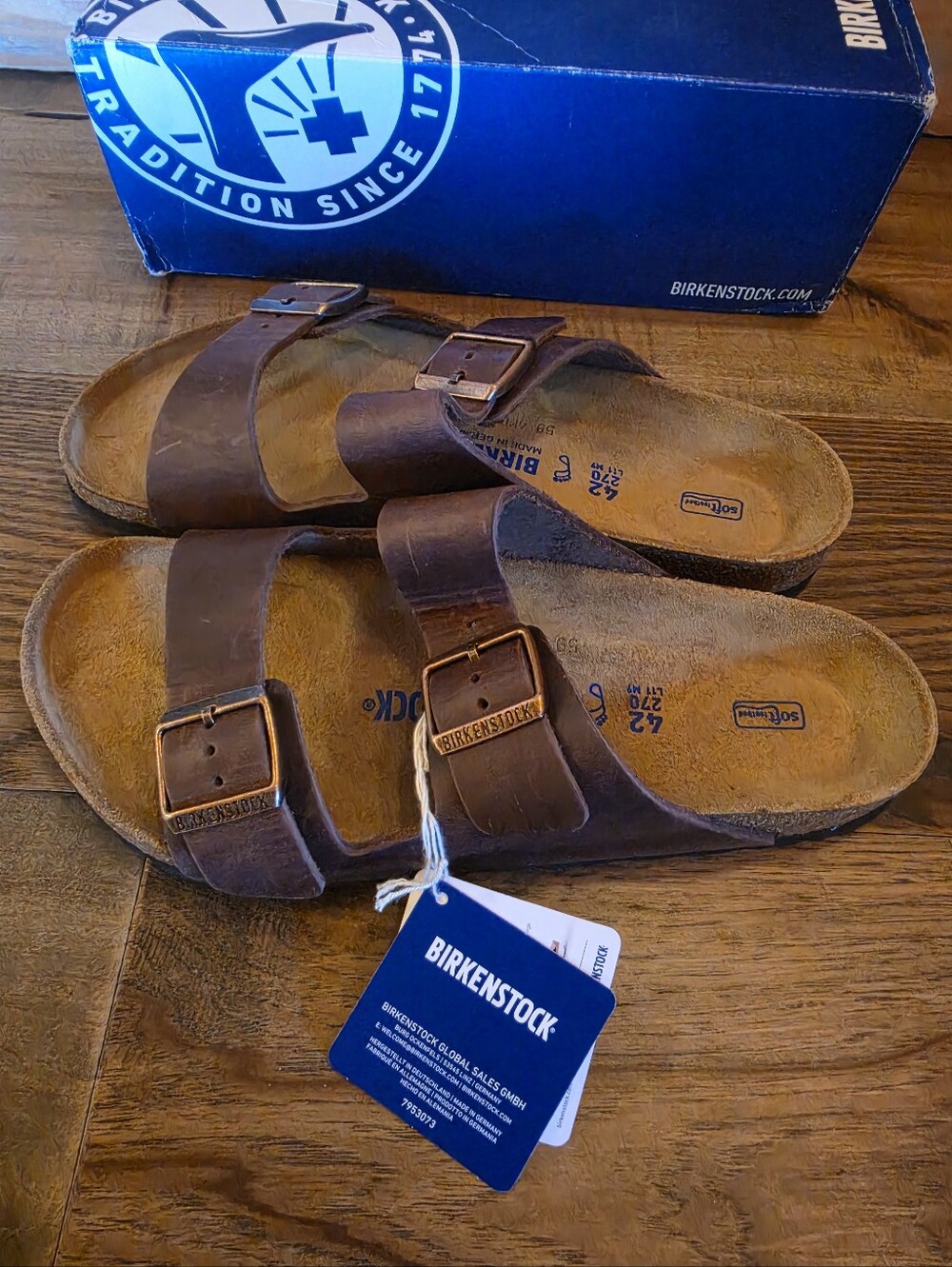 Birkenstock 42 Arizona Habana Regular Fit Men 9 Women 11 Oiled Leather Sandals - Picture 2 of 8
